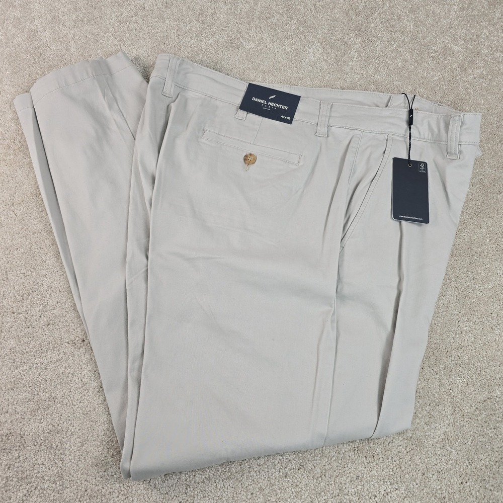 Daniel Hechter Mens 40x32 Chino Cotton Blend Stretch Tapered Leg Pants‎ NEW